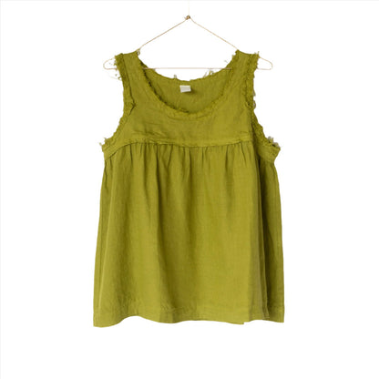 Montaigne Pur Frayed Singlet Top in Linen Acid Green