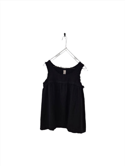 Montaigne Pur Frayed Singlet Top in Linen Black