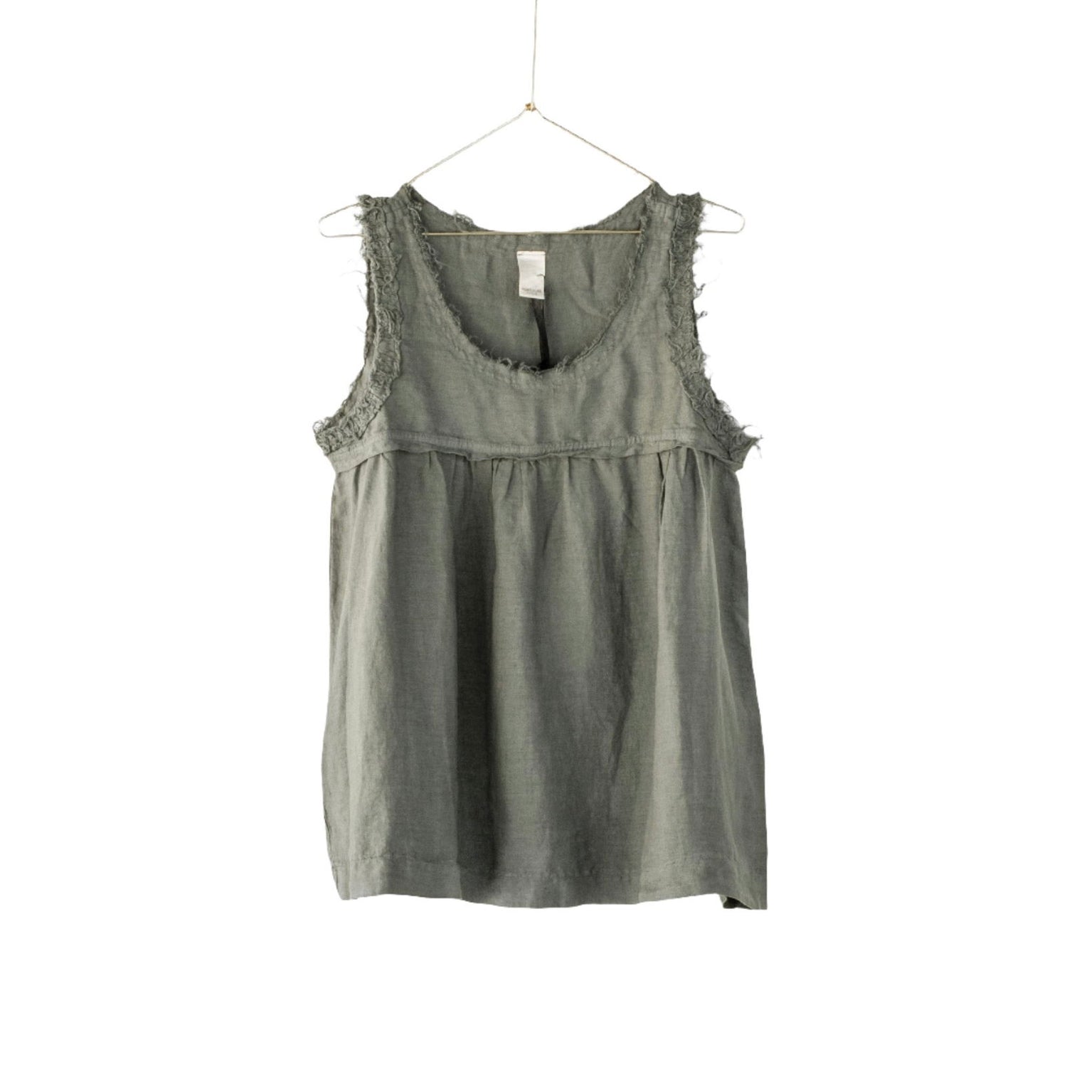Montaigne Pur Frayed Singlet Top in Linen Khaki