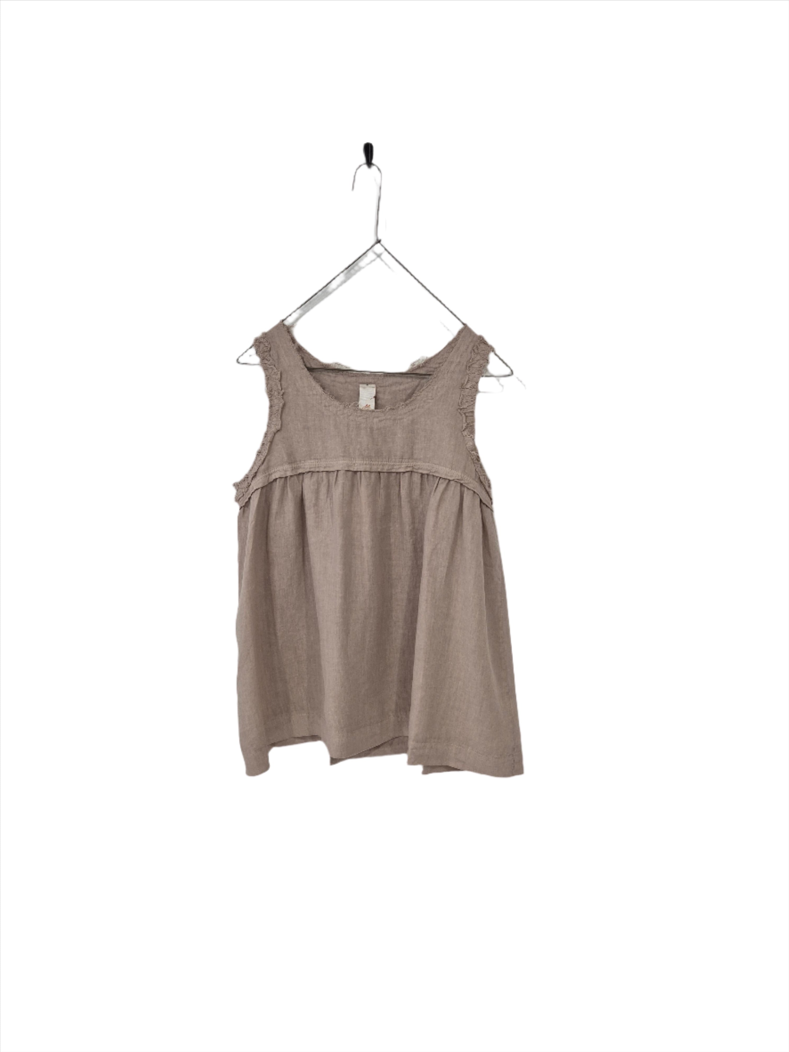 Montaigne Pur Frayed Singlet Top in Linen Natural