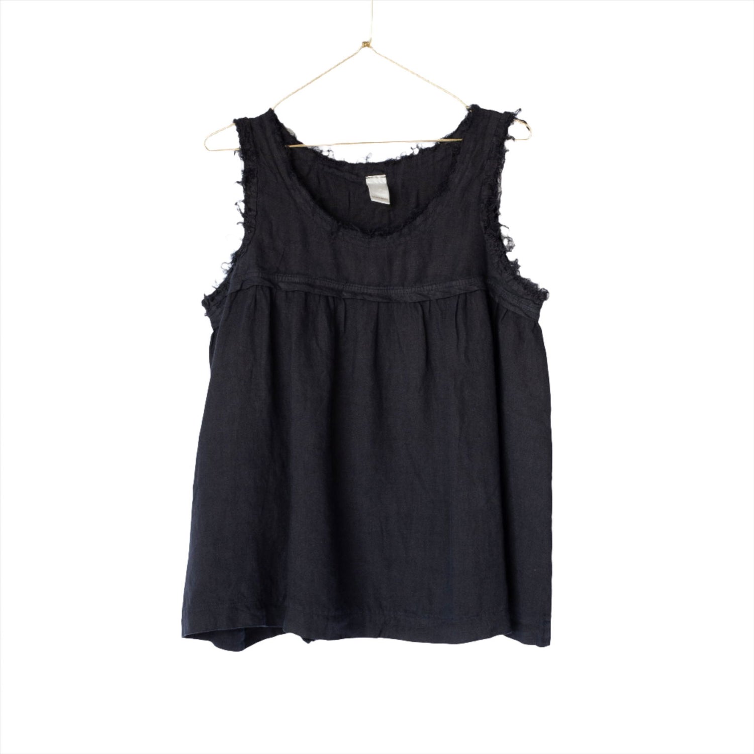 Montaigne Pur Frayed Singlet Top in Linen Navy3
