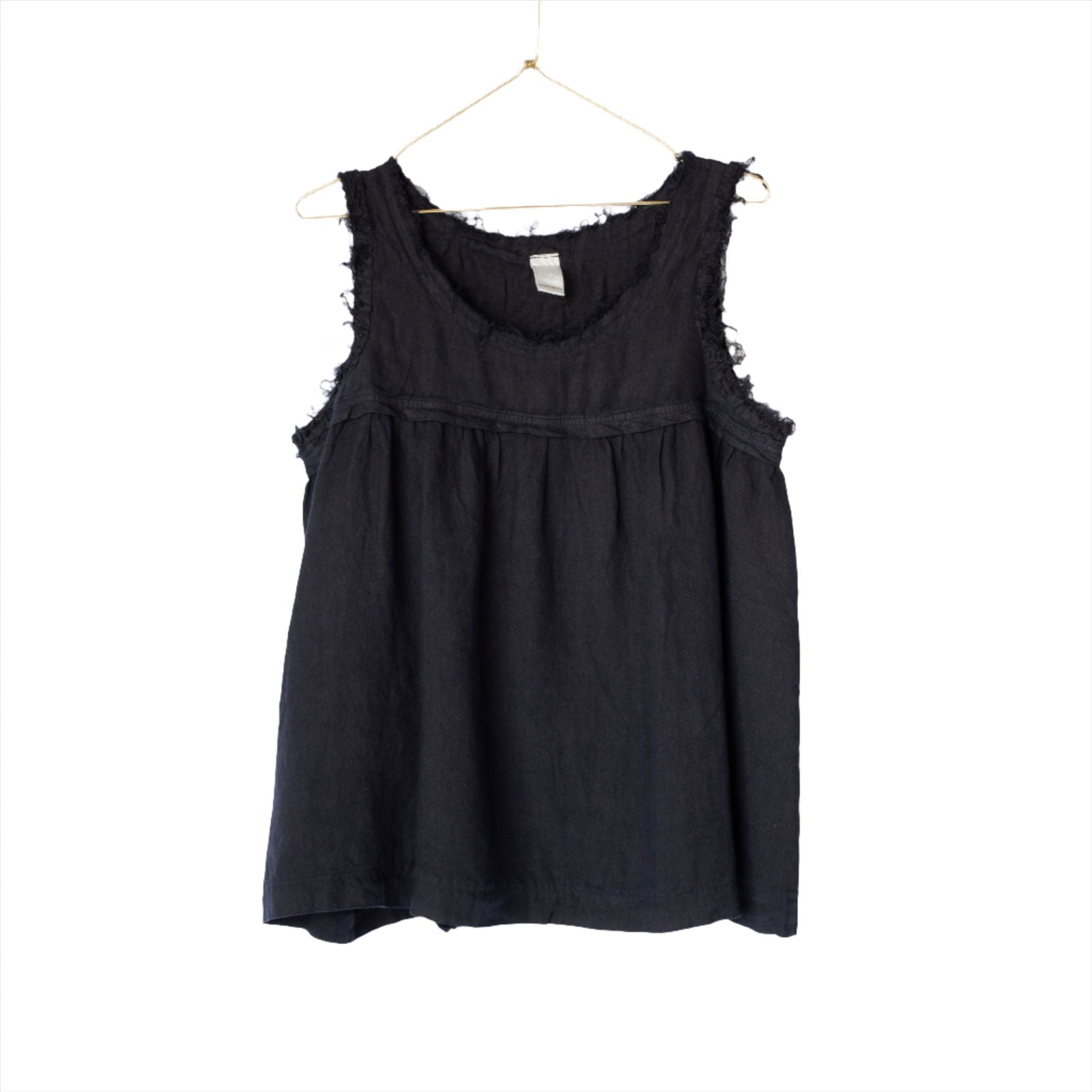 Montaigne Pur Frayed Singlet Top in Linen Navy3