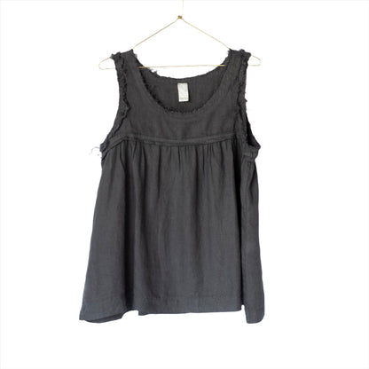 Montaigne Pur Frayed Singlet Top in Linen Petrol