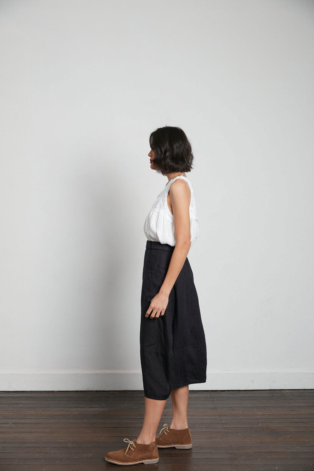 Montaigne Pur Frayed Singlet Top in Linen White4