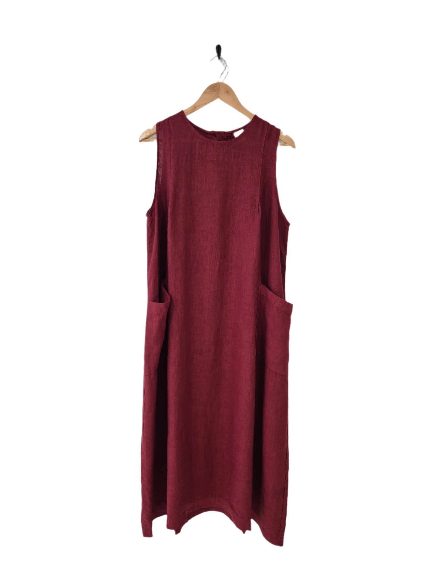 Montaigne Remy Linen Dress with Deep Front Pockets Barn Red6