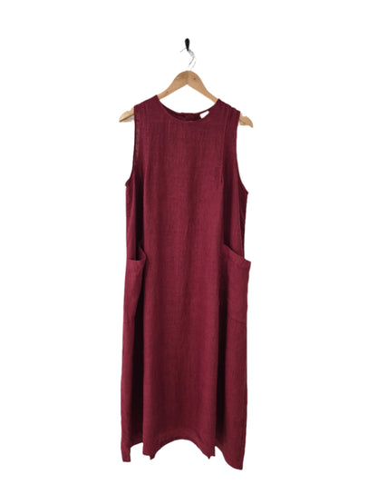 Montaigne Remy Linen Dress with Deep Front Pockets Barn Red6