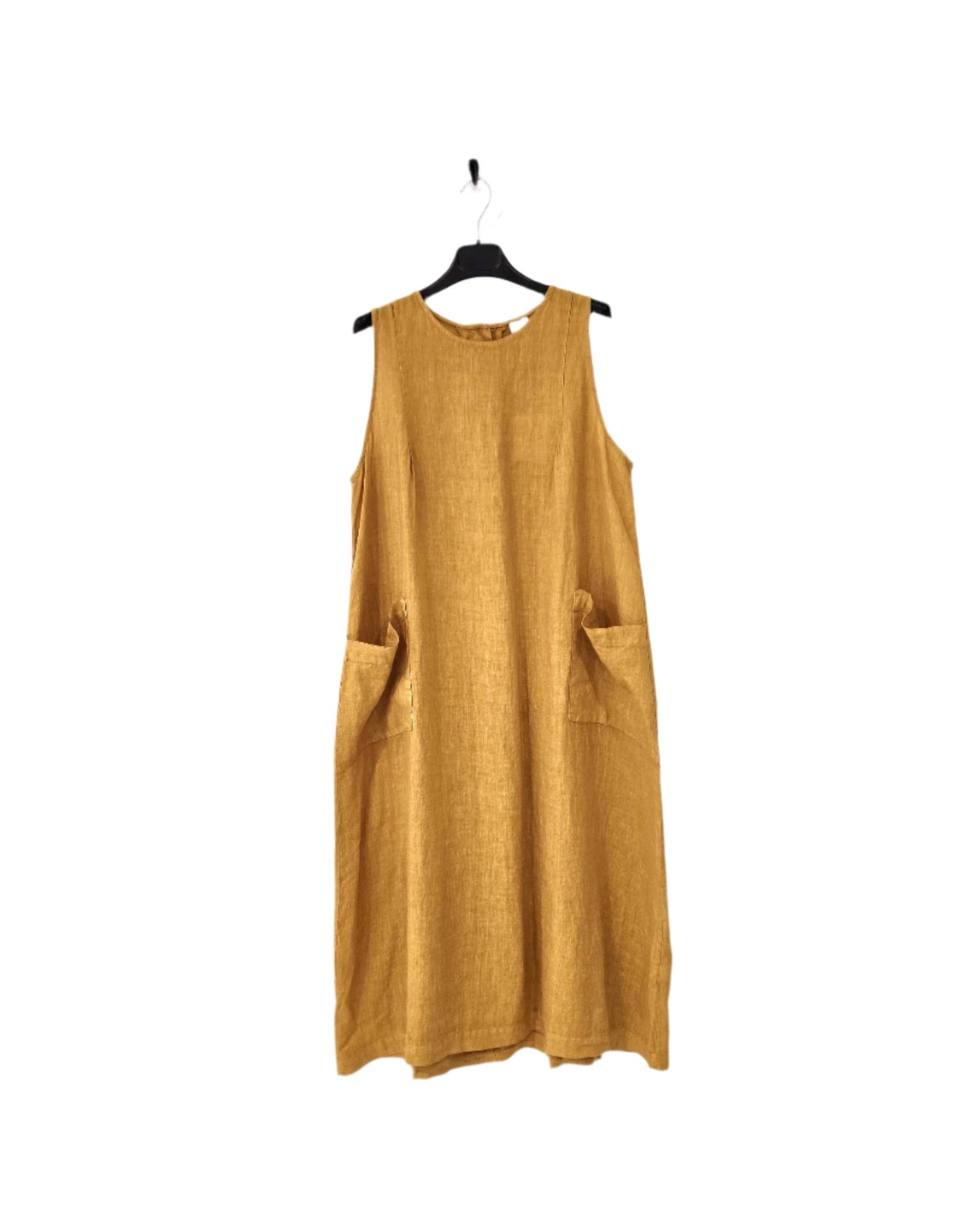 Montaigne Remy Linen Dress with Deep Front Pockets Mustard