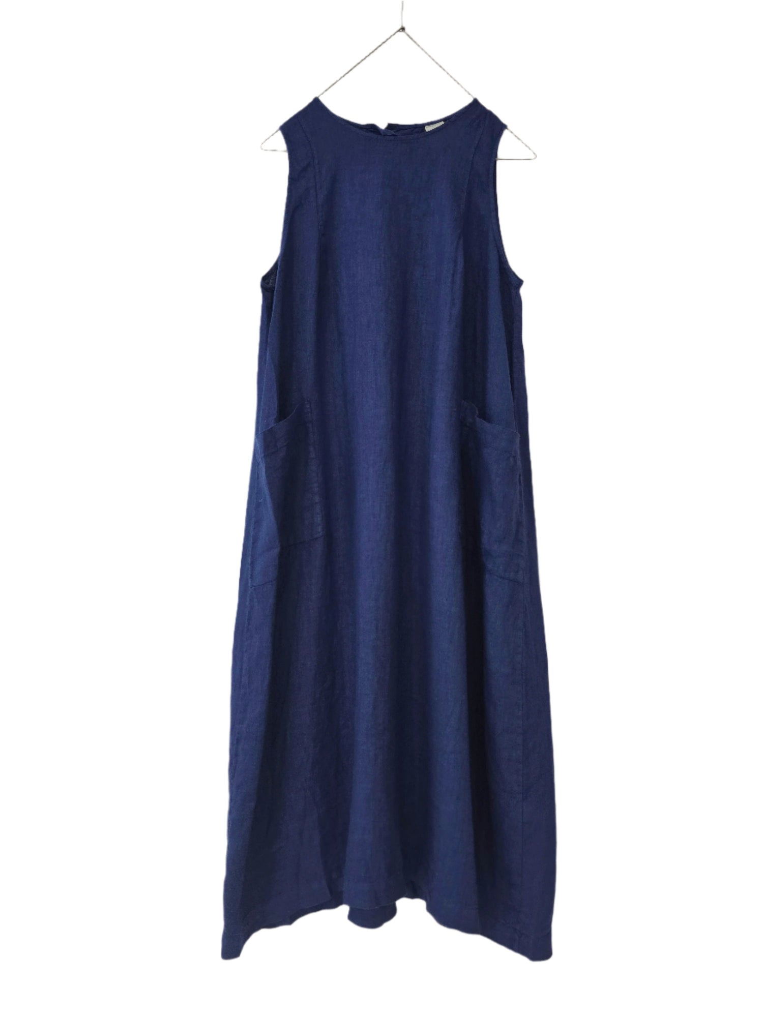Montaigne Remy Linen Dress with Deep Front Pockets Royal Blue1