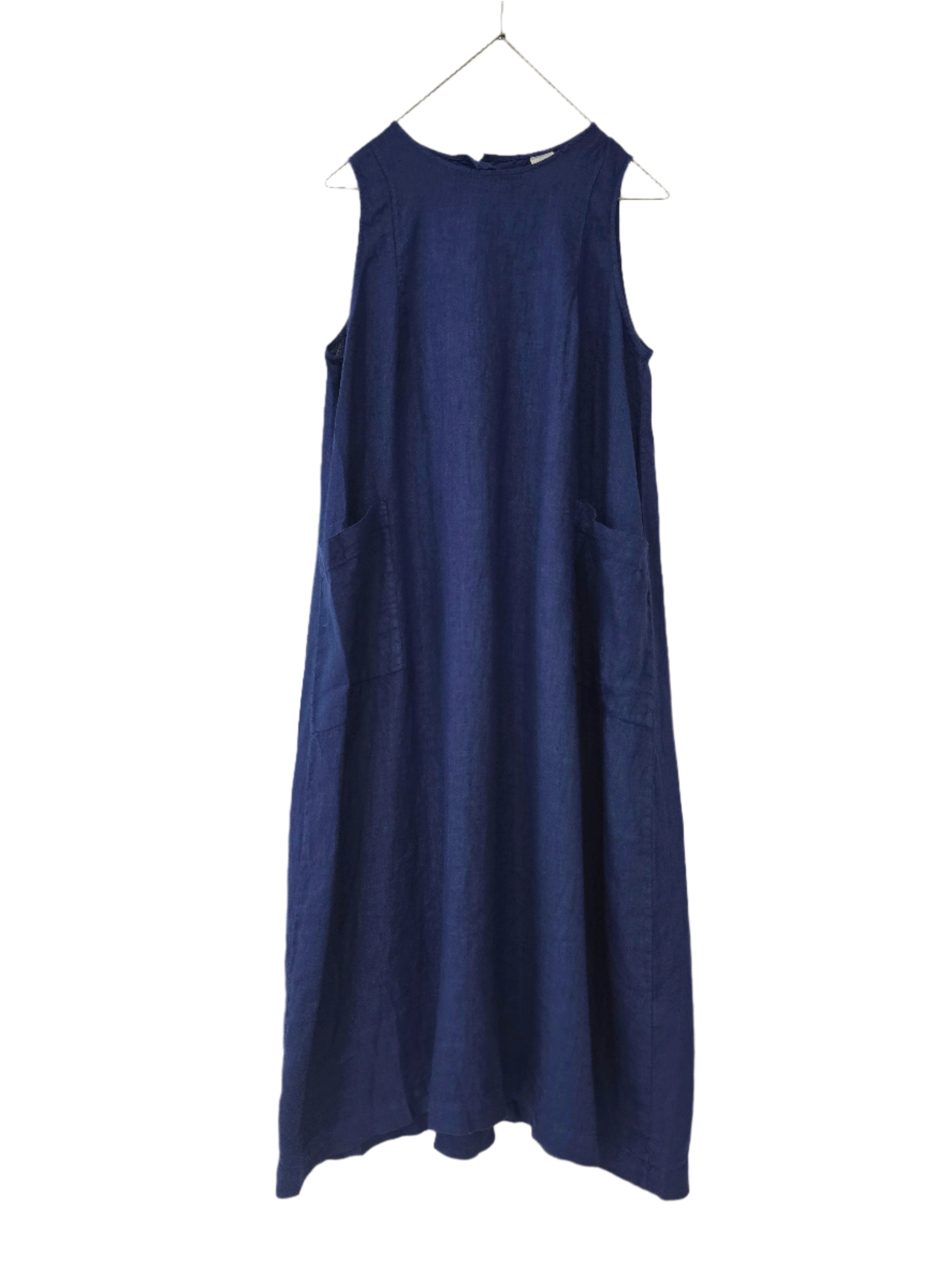 Montaigne Remy Linen Dress with Deep Front Pockets Royal Blue1