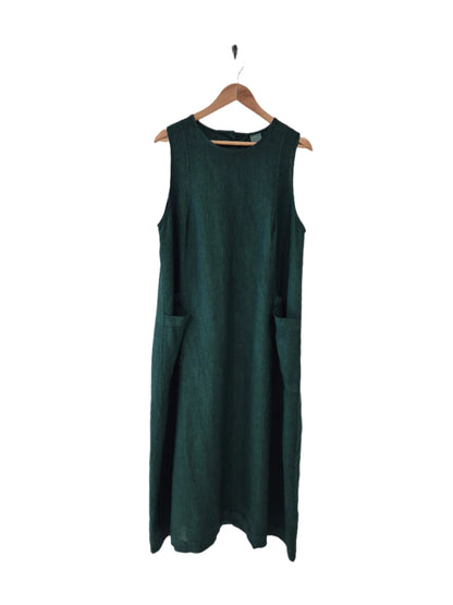 Montaigne Remy Linen Dress with Deep Front Pockets Teal