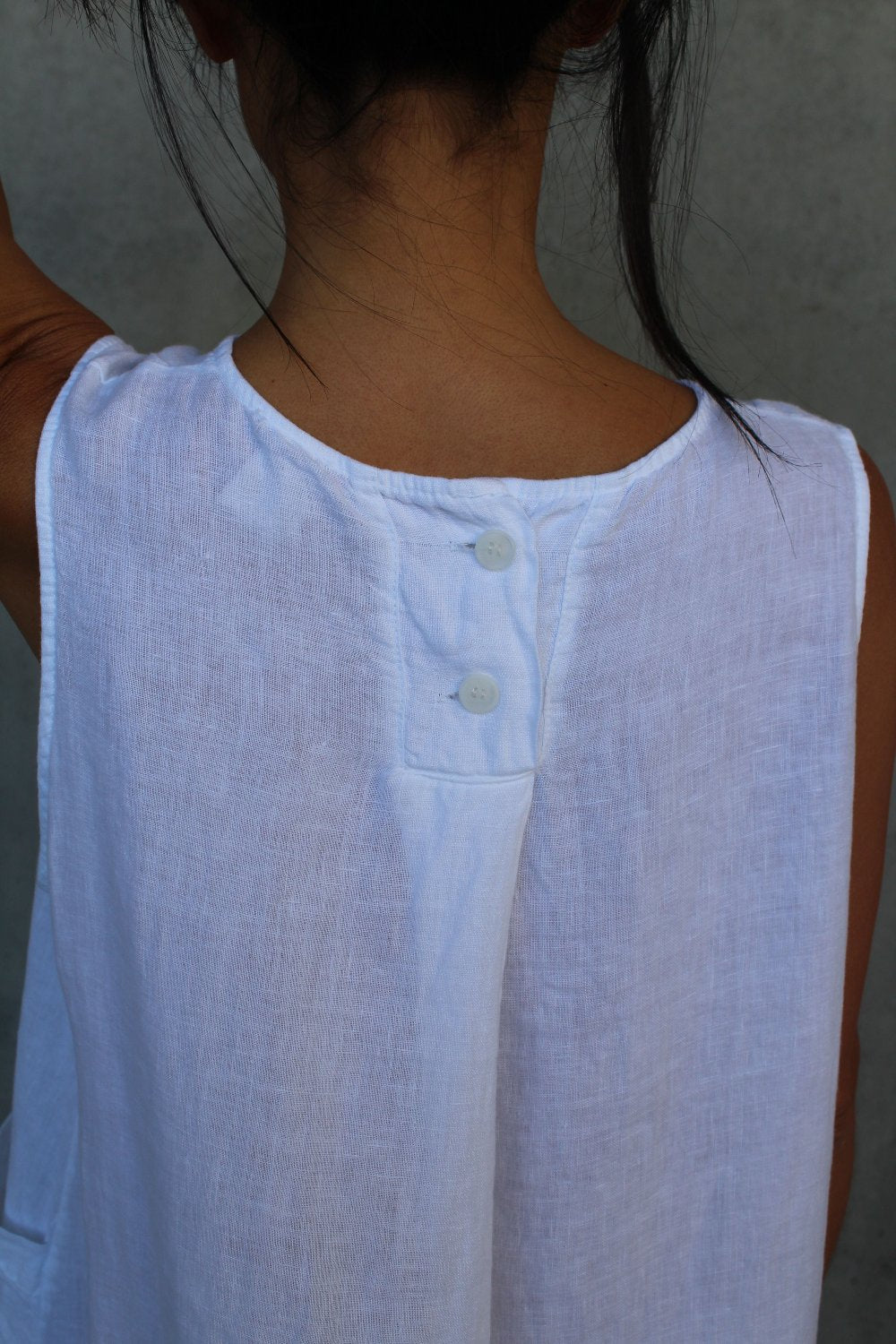 Montaigne Remy Linen Dress with Deep Front Pockets White1