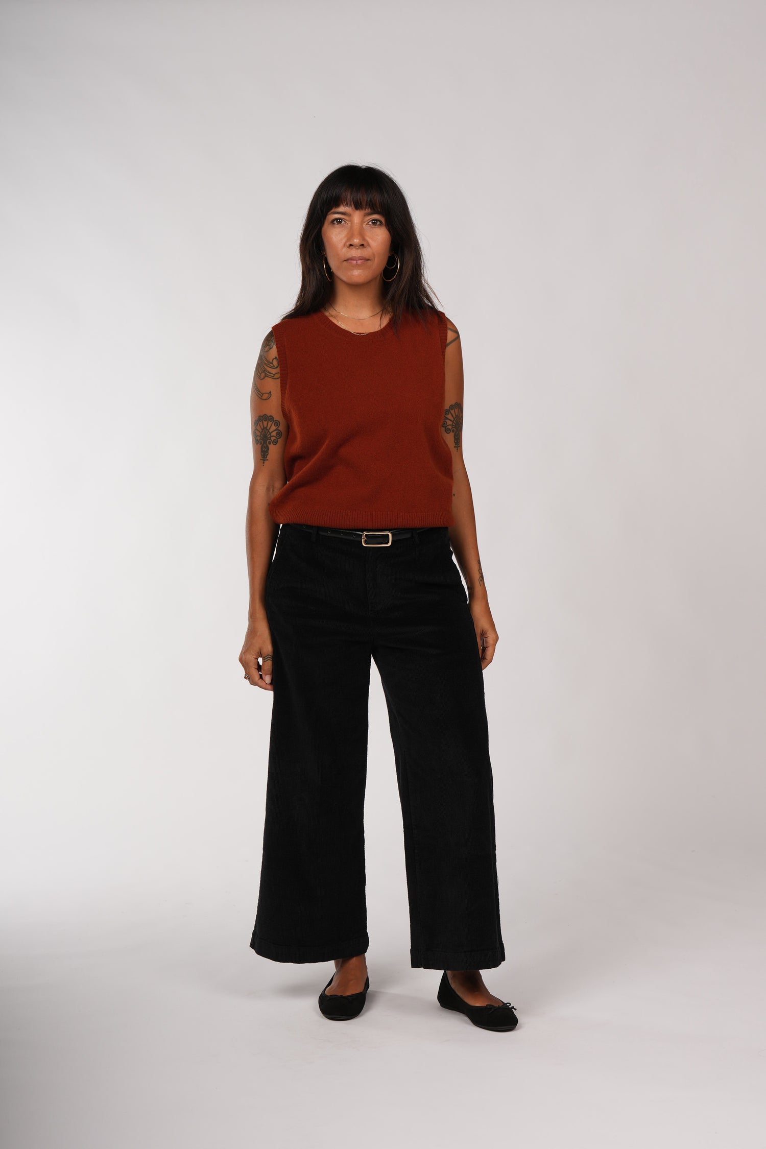 Montaigne Rene Corduroy Cotton Wide Leg Pants Black