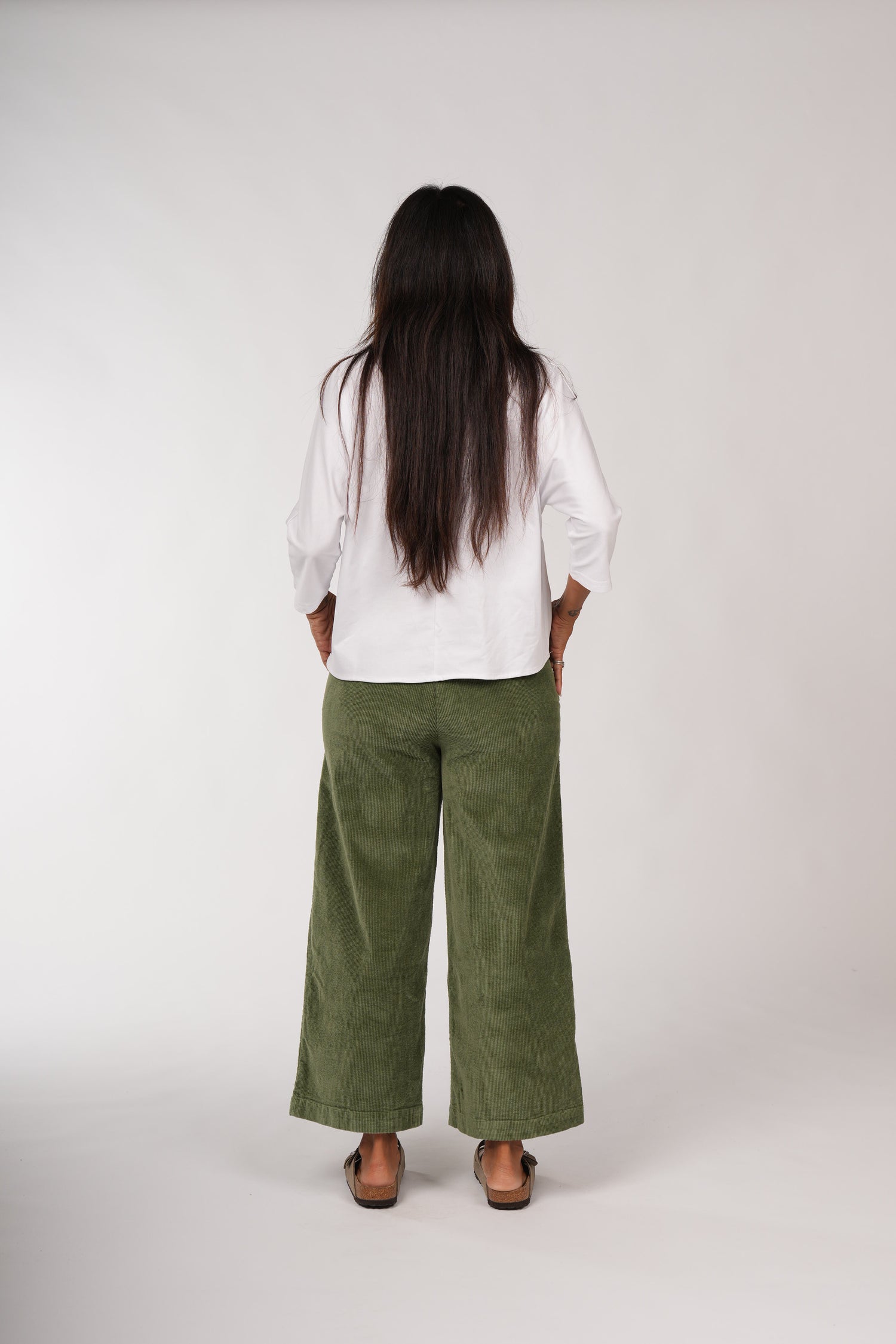 Montaigne Rene Corduroy Cotton Wide Leg Pants Khaki3