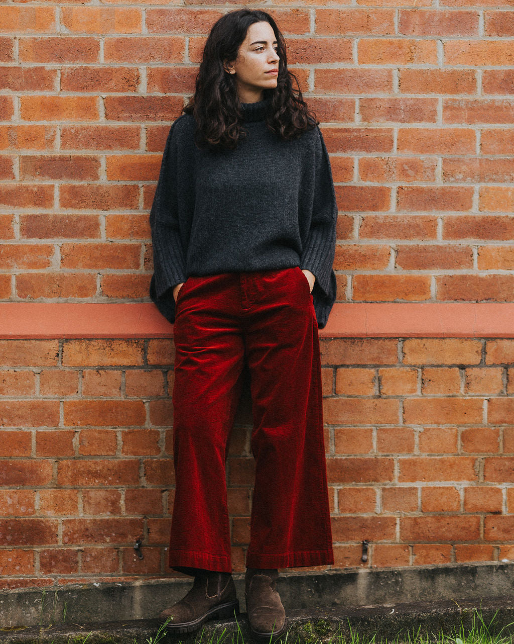 Rene Corduroy Cotton Wide Leg Pants
