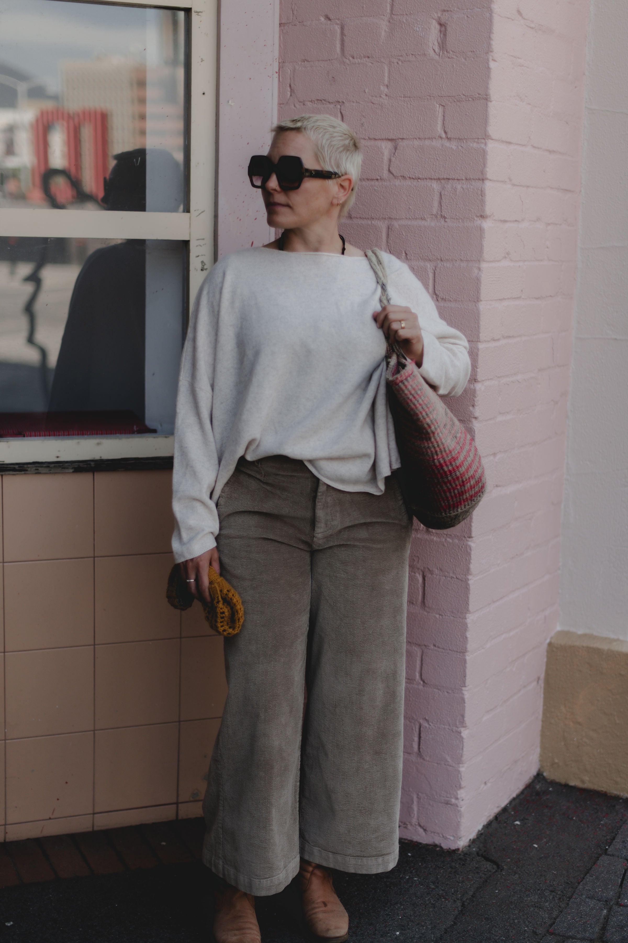 Montaigne Rene Corduroy Cotton Wide Leg Pants Taupe