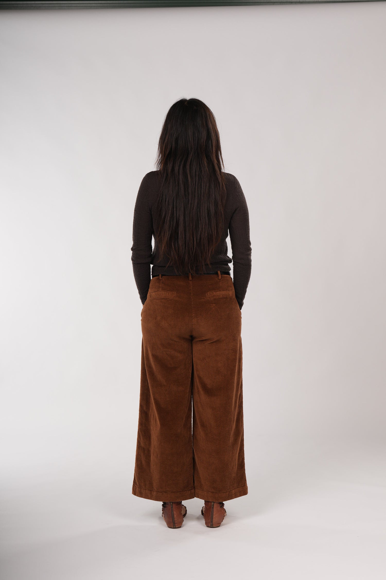 Montaigne Rene Corduroy Cotton Wide Leg Pants Tobacco1