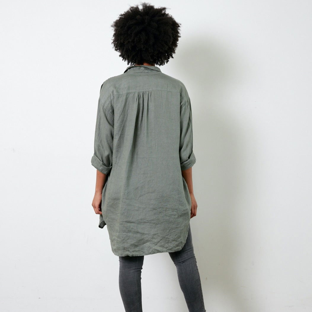 Montaigne Riviera Long Sleeve Linen Shirt Khaki2