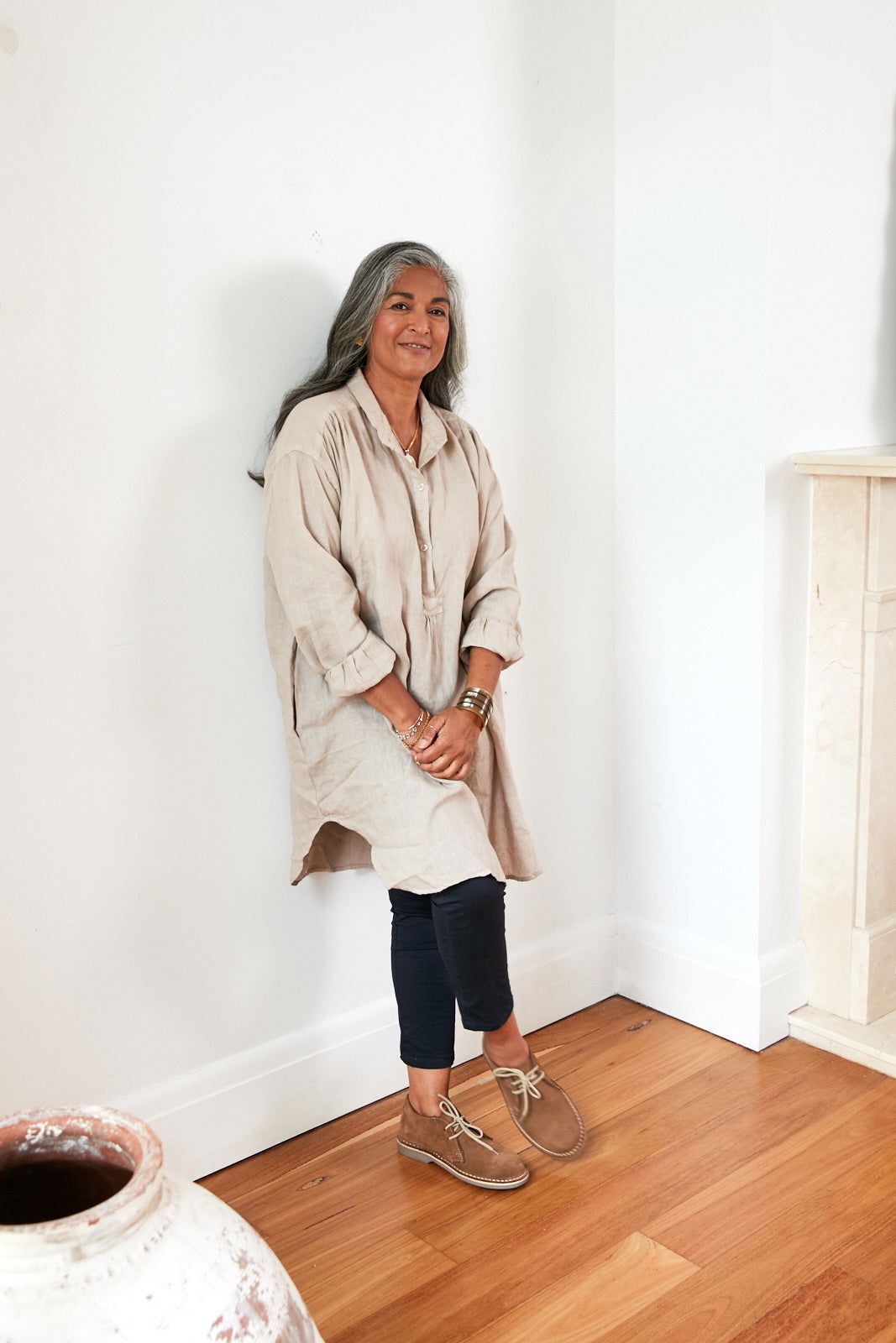 Montaigne Riviera Long Sleeve Linen Shirt Natural1