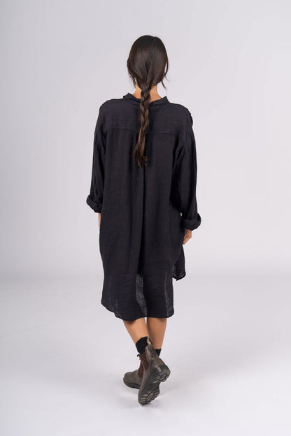 Montaigne Riviera Long Sleeve Linen Shirt Navy1