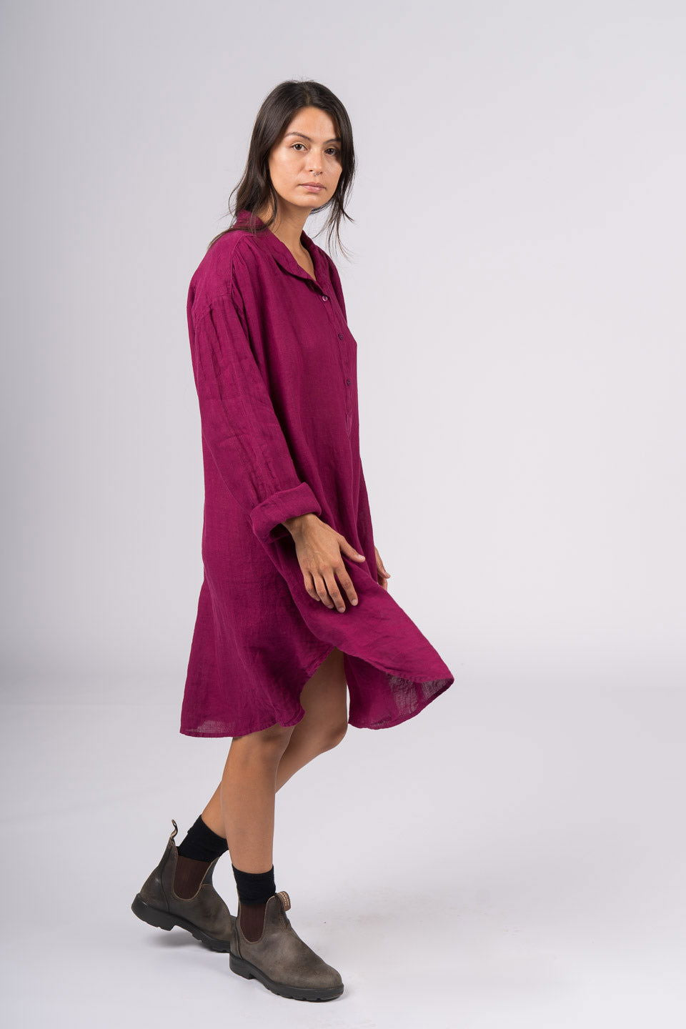 Montaigne Riviera Long Sleeve Linen Shirt Orchid1