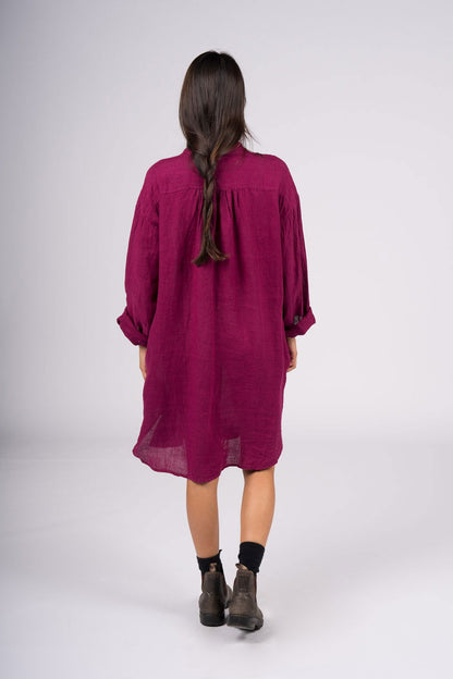 Montaigne Riviera Long Sleeve Linen Shirt Orchid3