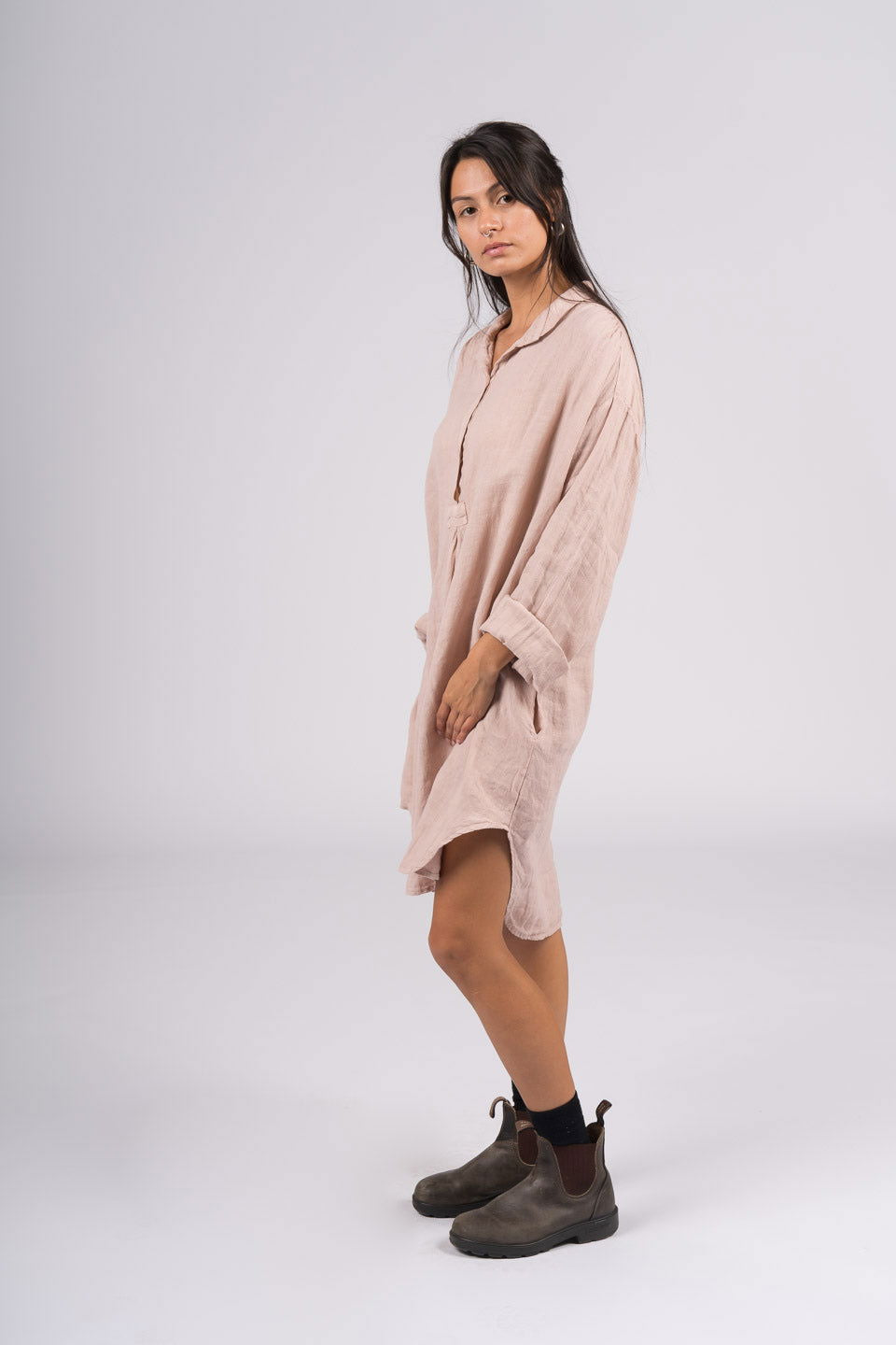 Montaigne Riviera Long Sleeve Linen Shirt Rose2