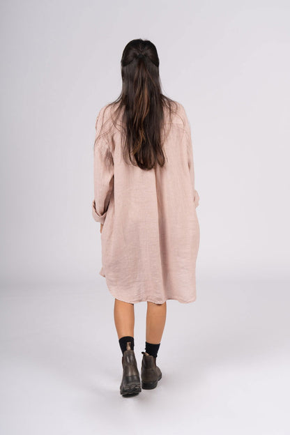 Montaigne Riviera Long Sleeve Linen Shirt Rose4