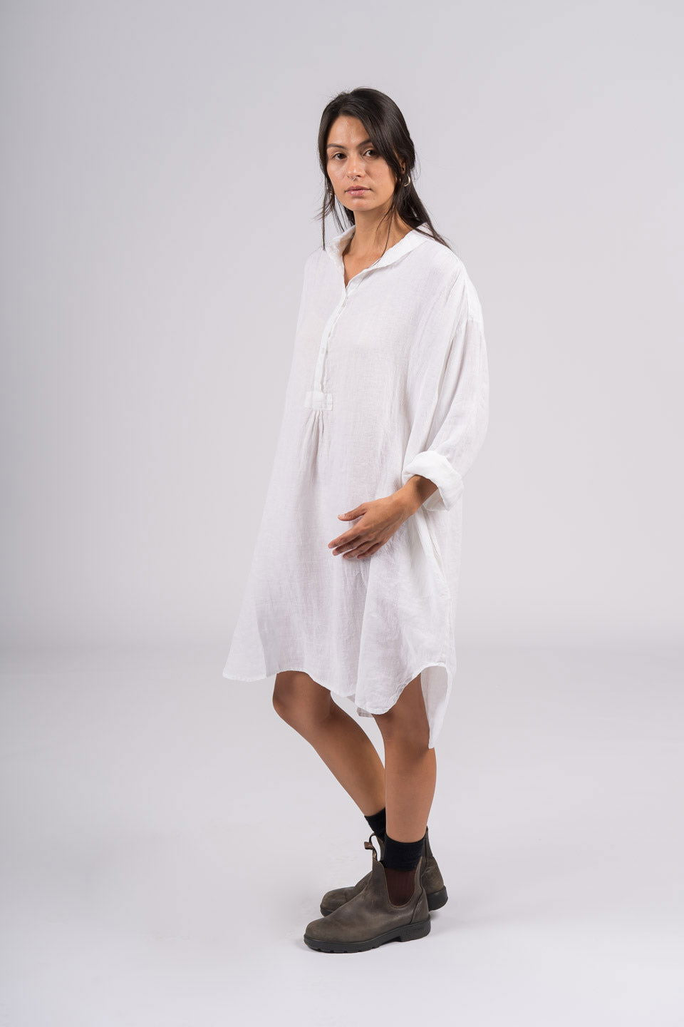 Montaigne Riviera Long Sleeve Linen Shirt White1