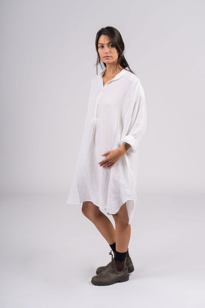 Montaigne Riviera Long Sleeve Linen Shirt White1