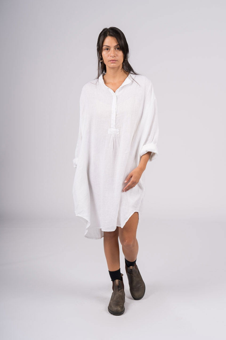 Montaigne Riviera Long Sleeve Linen Shirt White2