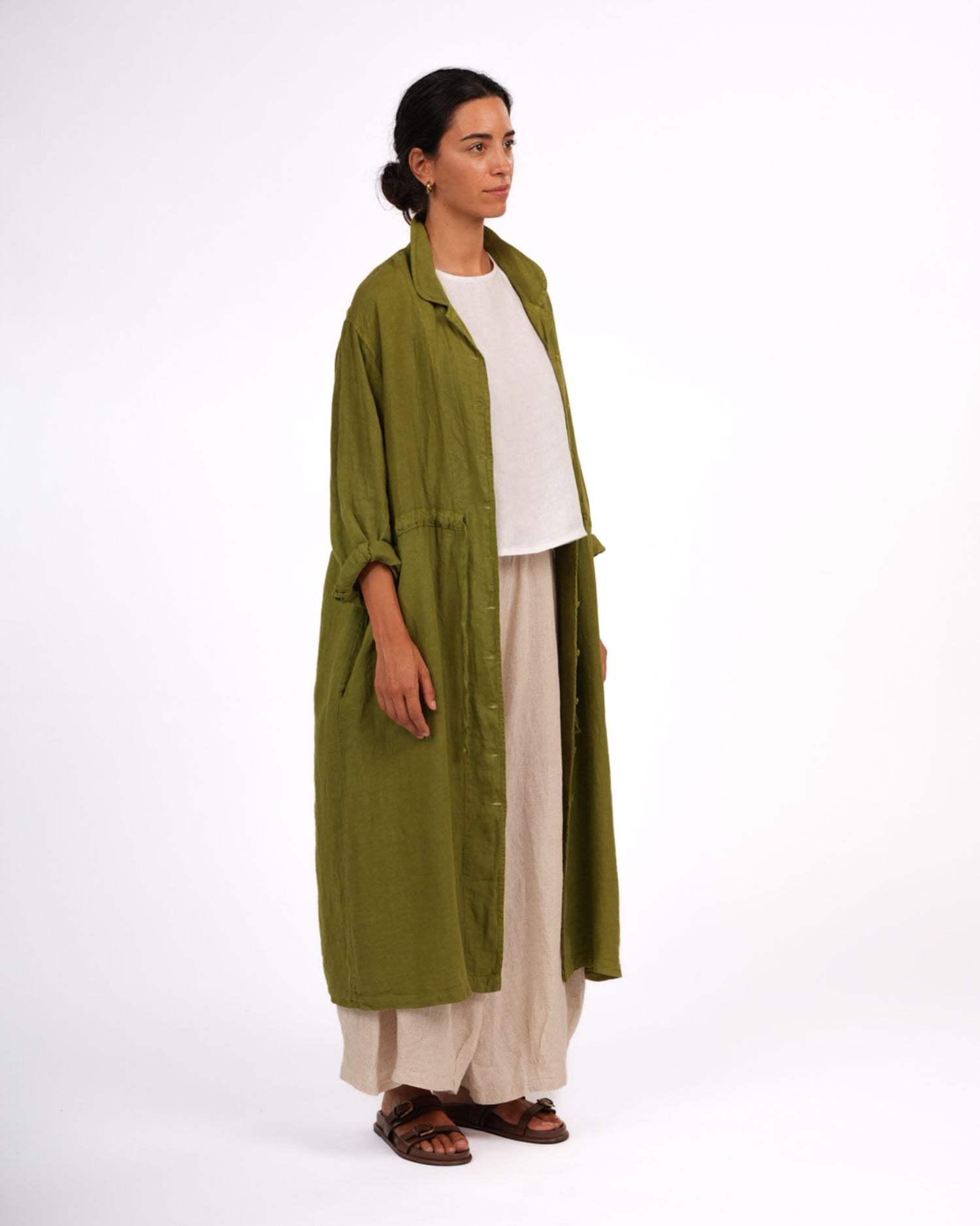 Montaigne Rodin Linen Drawstring Dress Acid Green