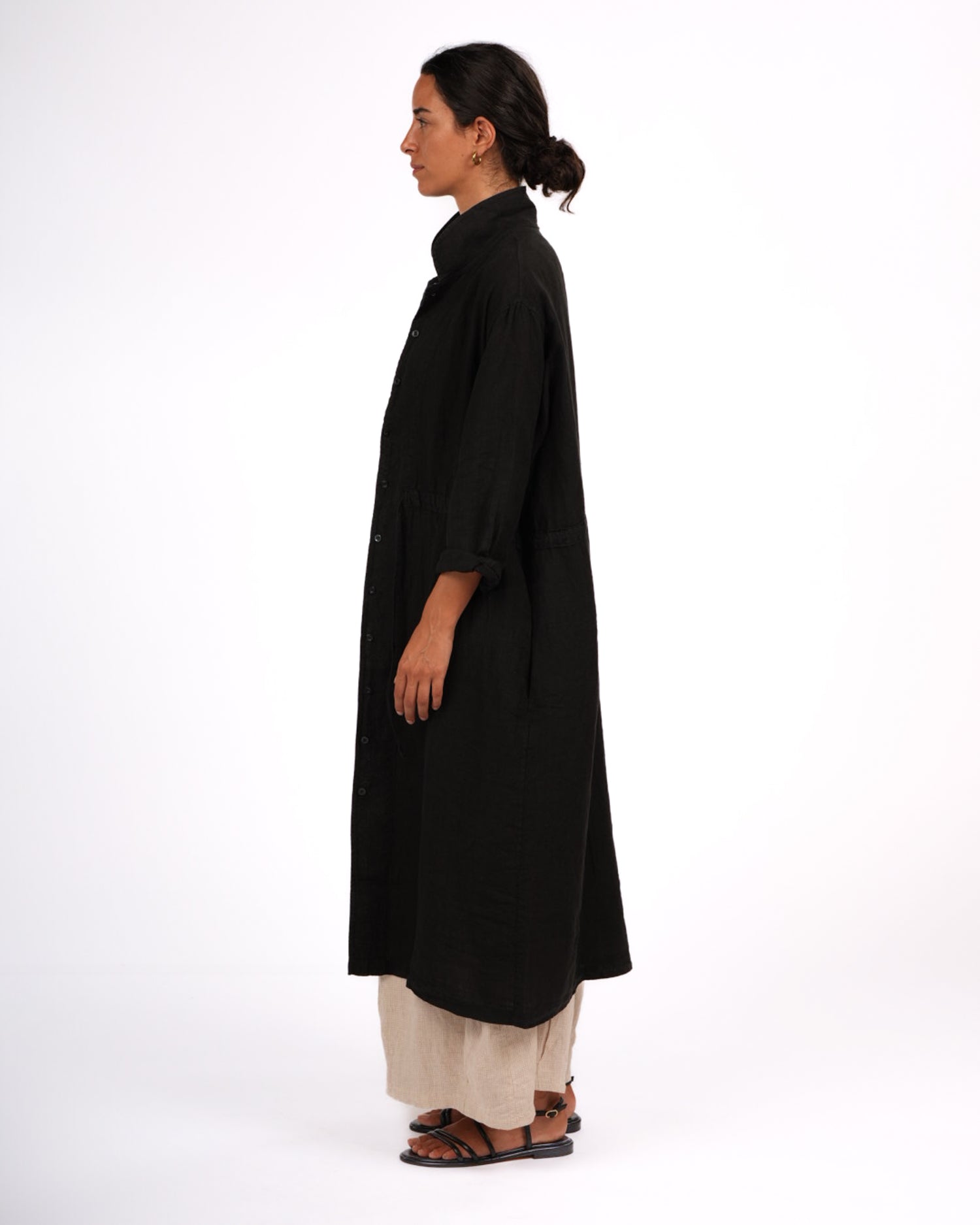Montaigne Rodin Linen Drawstring Dress Black2