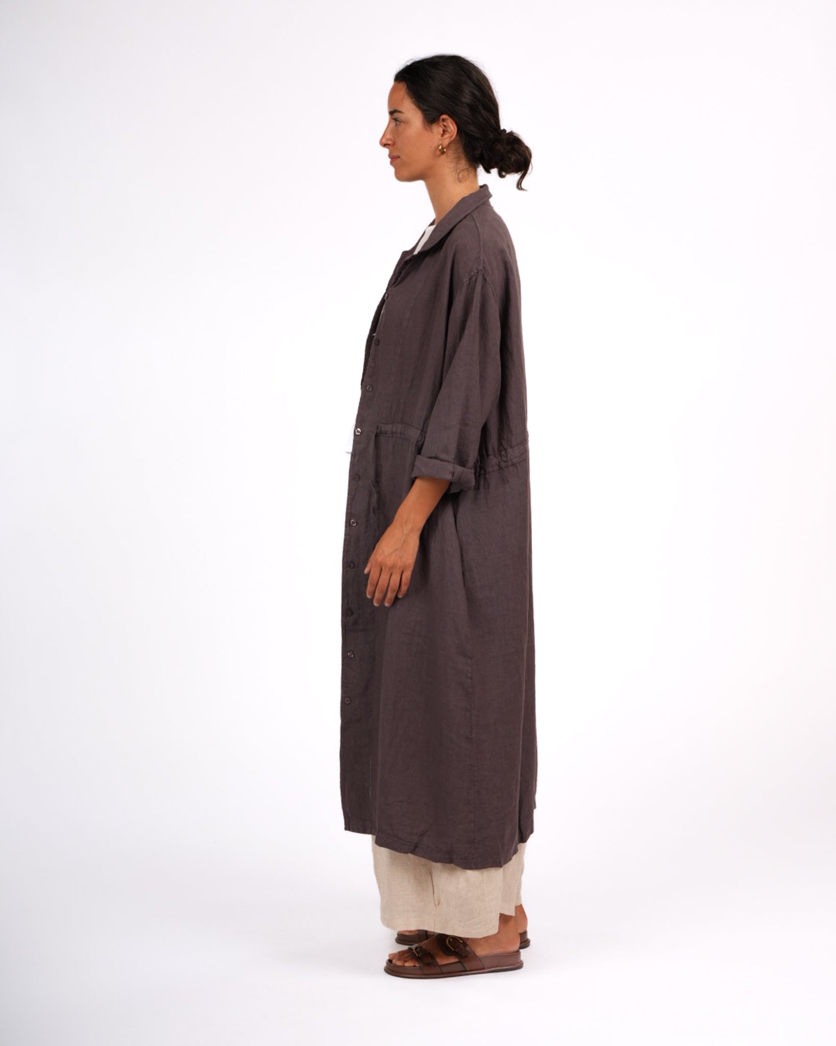 Montaigne Rodin Linen Drawstring Dress Rum Raisin2