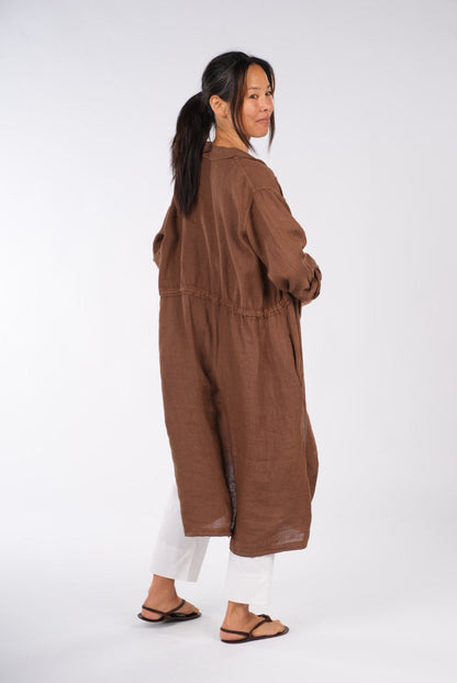 Montaigne Rodin Linen Drawstring Dress Tobacco2