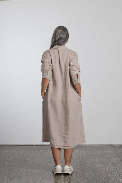 Montaigne Rodin Linen Drawstring Dress Natural