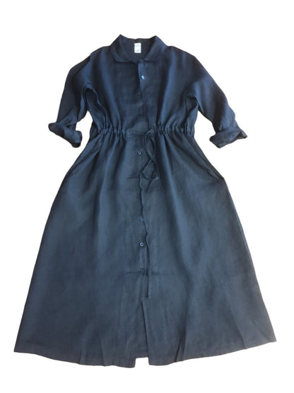 Montaigne Rodin Linen Drawstring Dress Navy