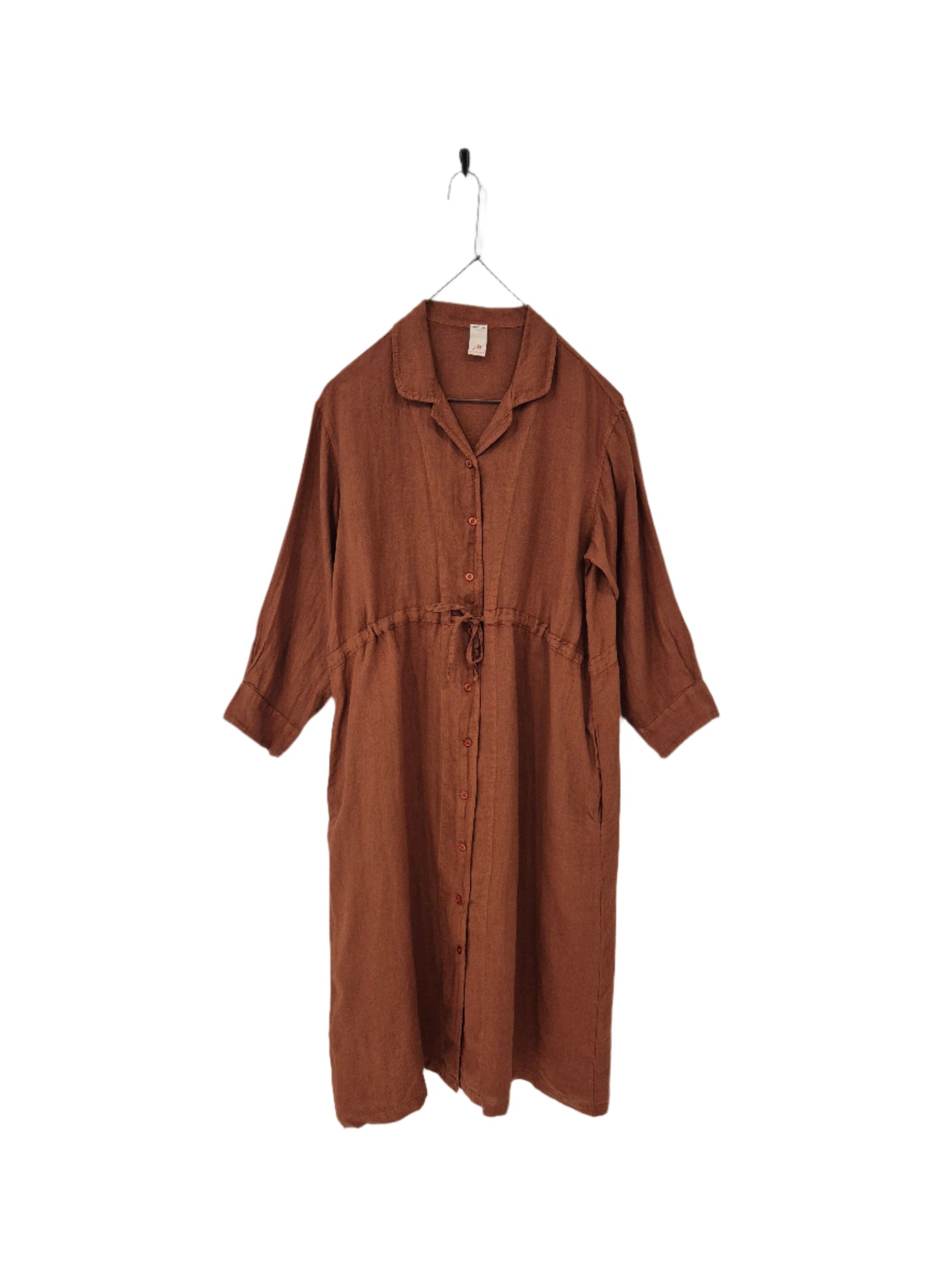 Montaigne Rodin Linen Drawstring Dress Rust