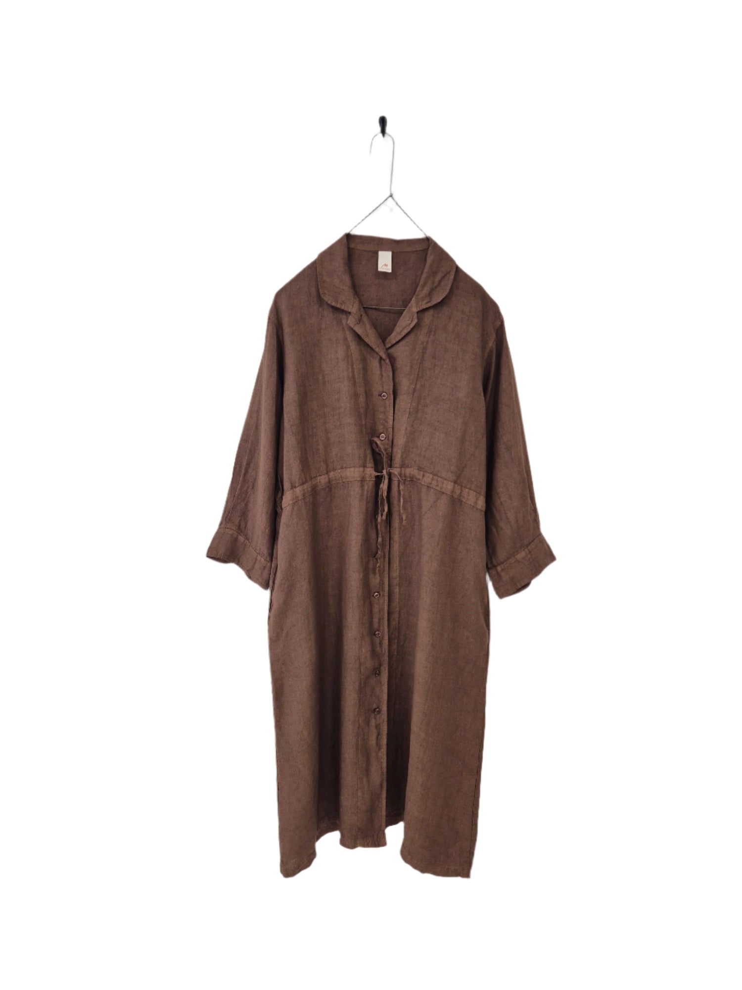 Montaigne Rodin Linen Drawstring Dress Tobacco