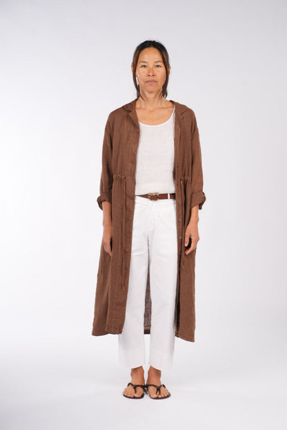 Montaigne Rodin Linen Drawstring Dress Tobacco4