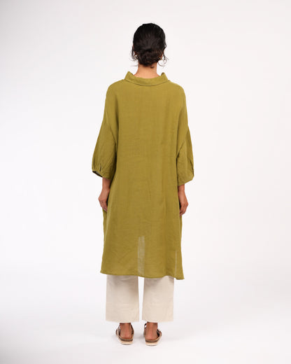 Montaigne Romie Oversized Linen Shirt Dress Pistachio