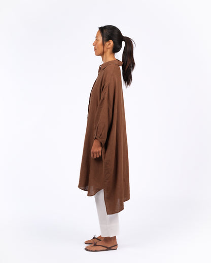 Montaigne Romie Oversized Linen Shirt Dress Tobacco
