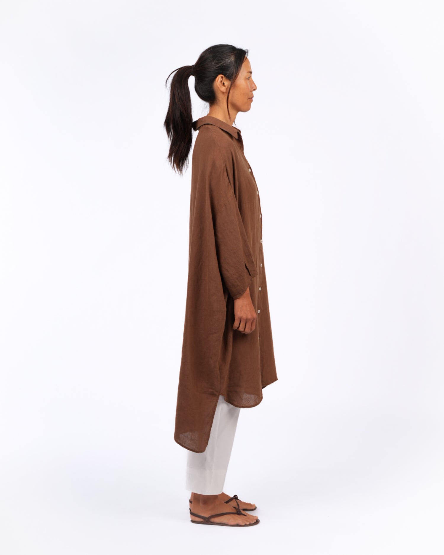 Montaigne Romie Oversized Linen Shirt Dress Tobacco