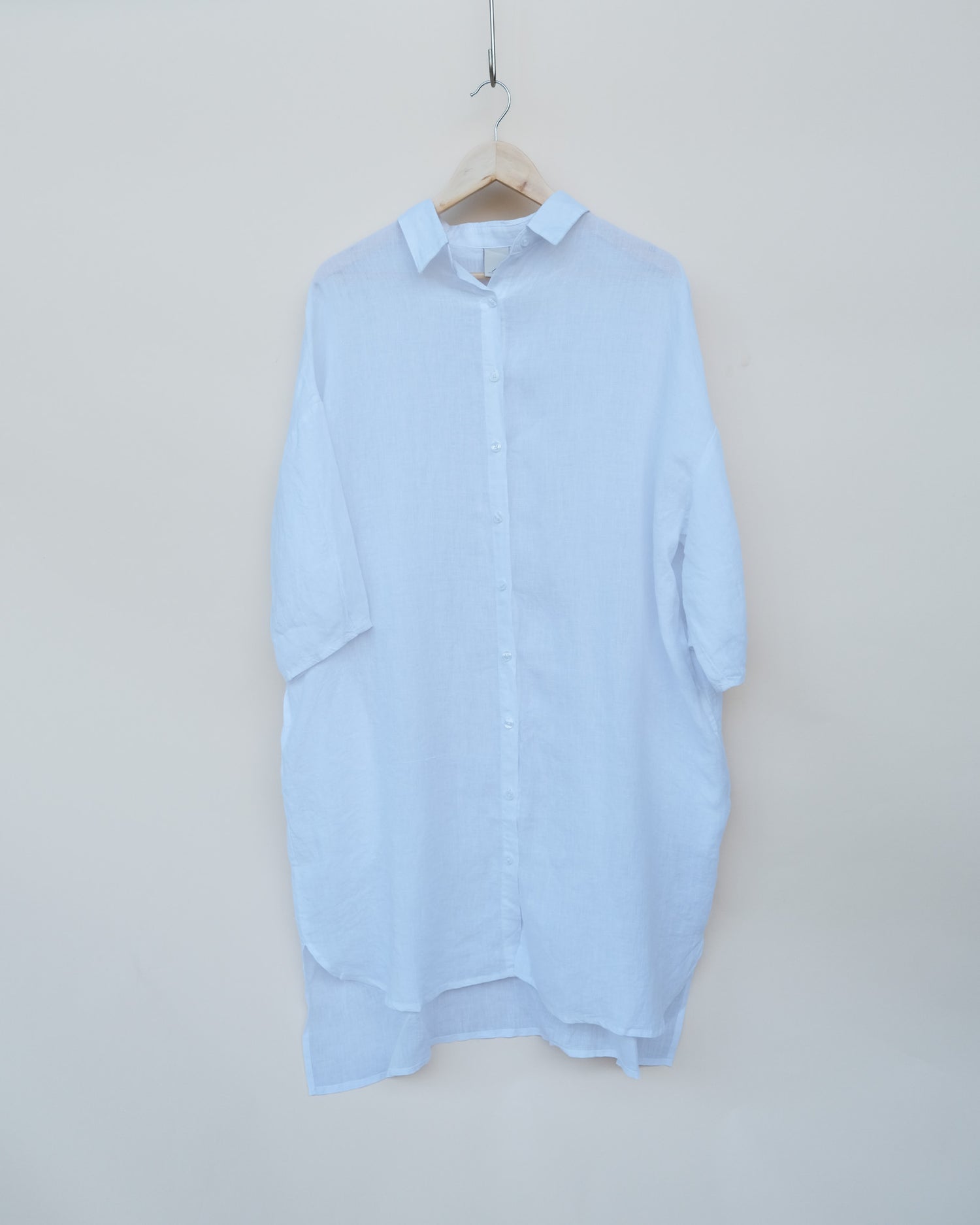 Montaigne Romie Oversized Linen Shirt Dress White