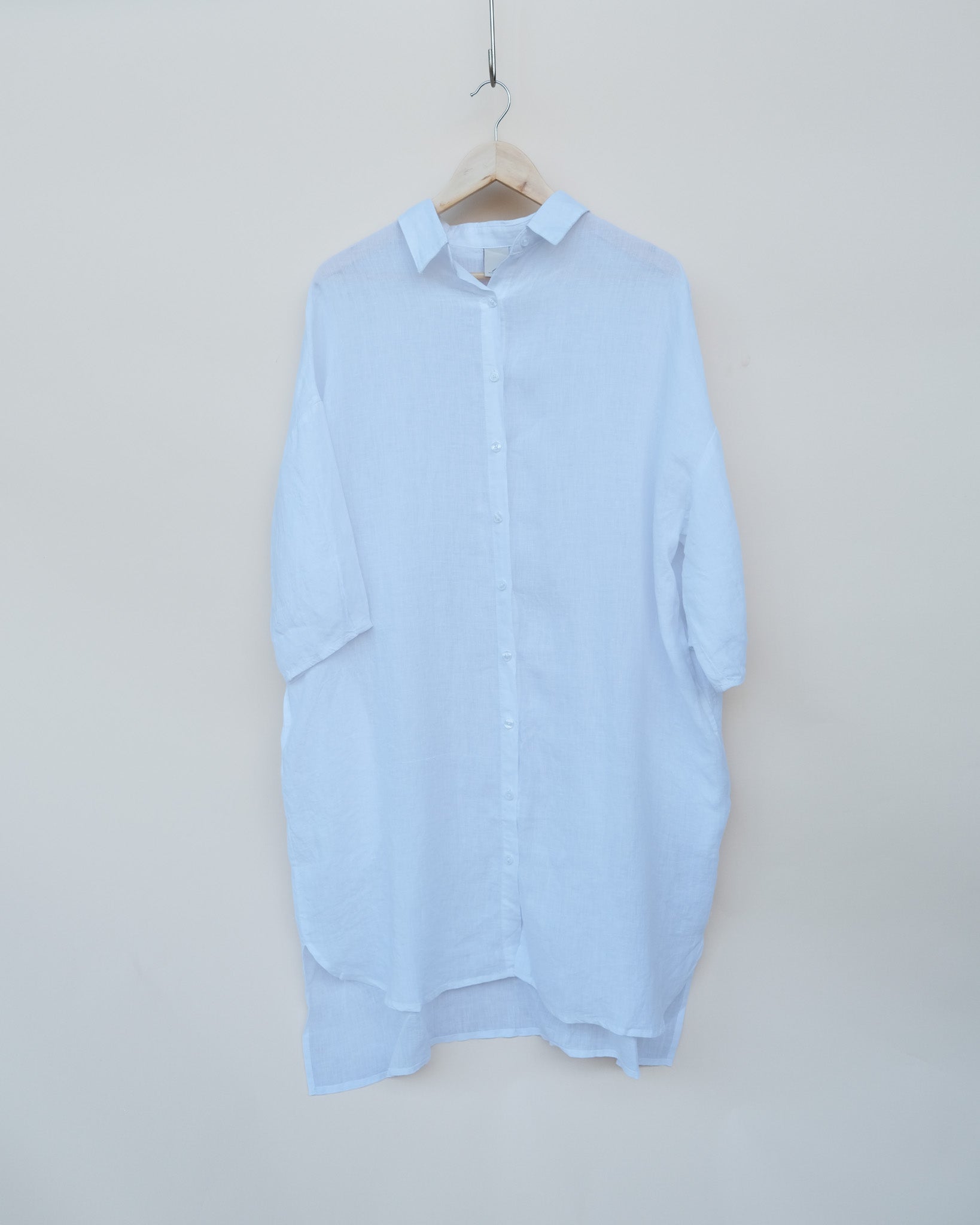 Montaigne Romie Oversized Linen Shirt Dress White