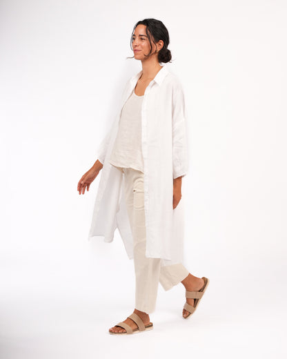 Montaigne Romie Oversized Linen Shirt Dress White