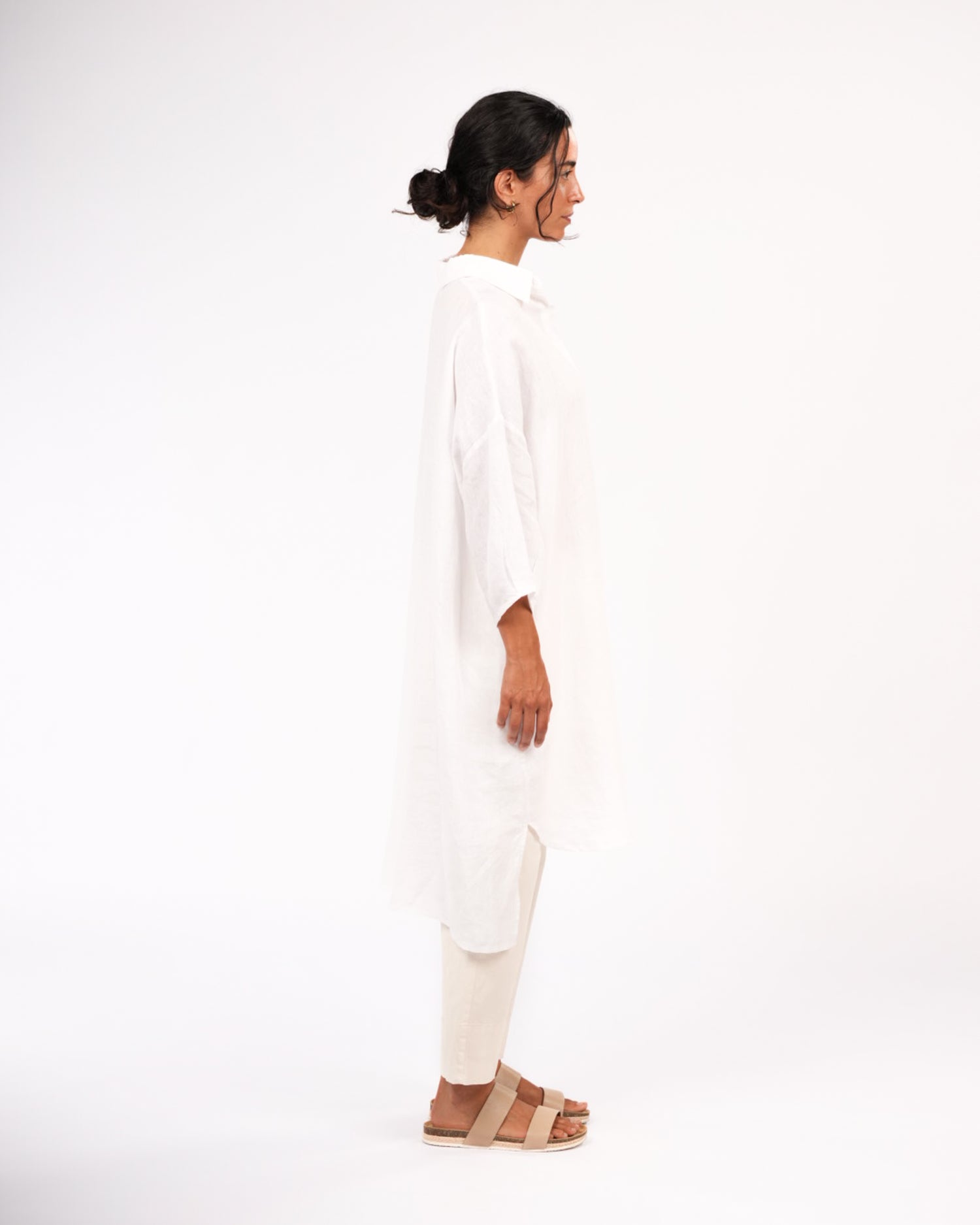 Montaigne Romie Oversized Linen Shirt Dress White