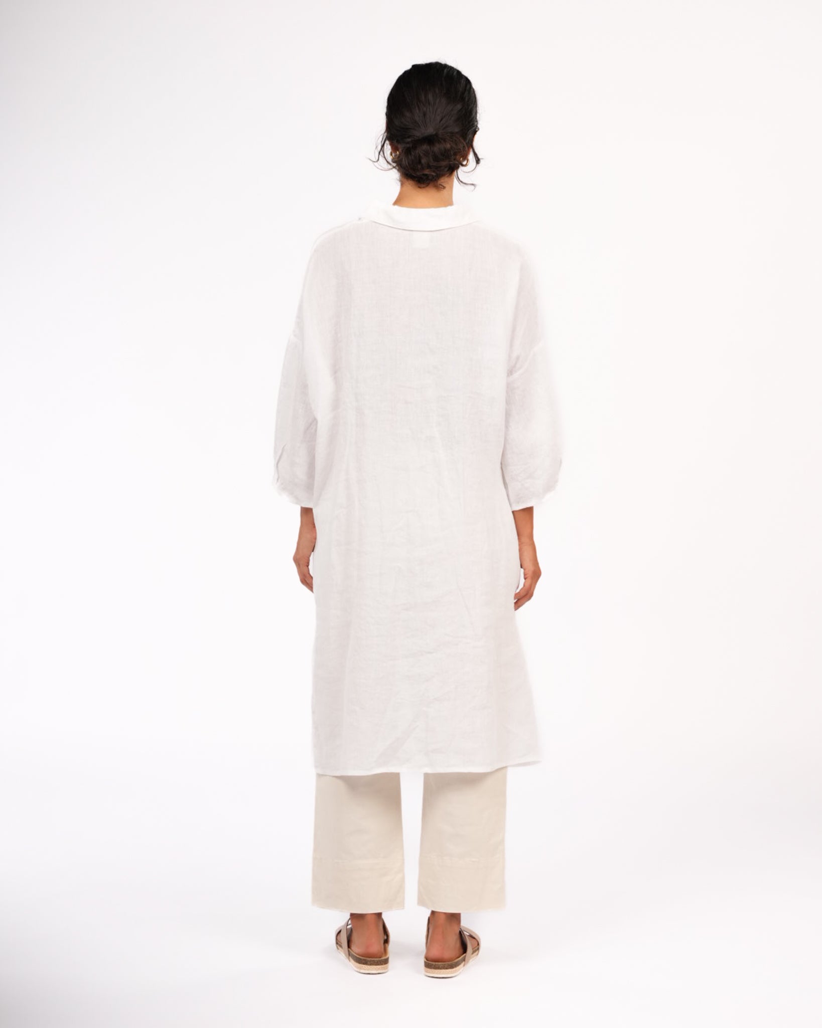 Montaigne Romie Oversized Linen Shirt Dress White