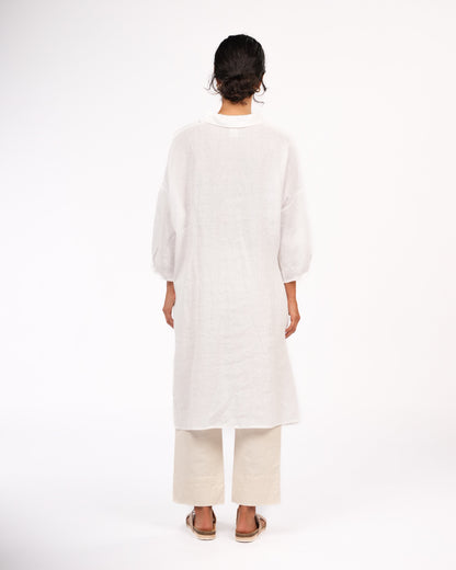 Montaigne Romie Oversized Linen Shirt Dress White