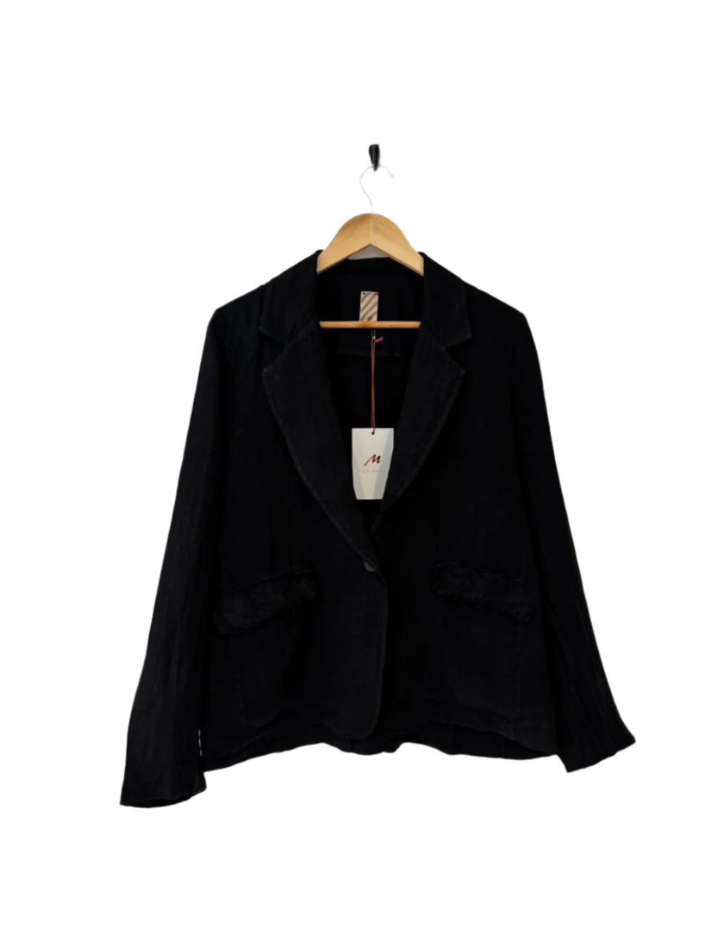 Montaigne Saint-Cloud Relaxed Fit Linen Blazer with Raw Seams Black