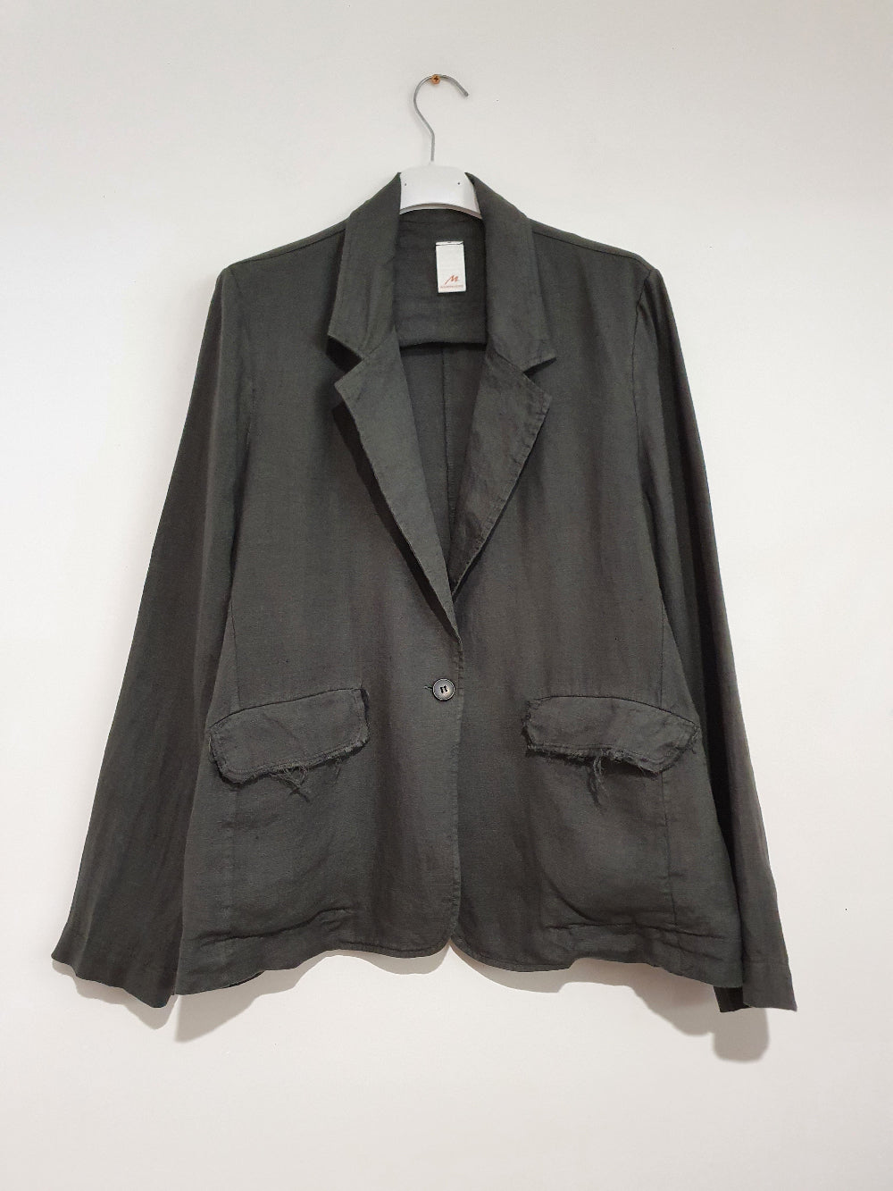 Montaigne Saint-Cloud Relaxed Fit Linen Blazer with Raw Seams Petrol